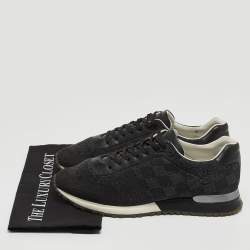 مملوكة مسبقًا Louis Vuitton Black Damier Knit Fabric And Leather Run Away Low Top Sneakers Size 41.5
