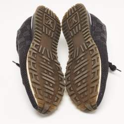Pre Owned Louis Vuitton Black/Grey Damier Fabric and Leather Run Away Sneakers Size 42