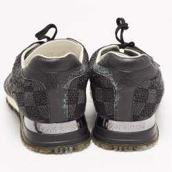 Pre Owned Louis Vuitton Black/Grey Damier Fabric and Leather Run Away Sneakers Size 42