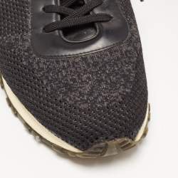 Pre Owned Louis Vuitton Black/Grey Damier Fabric and Leather Run Away Sneakers Size 42