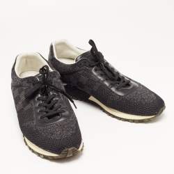 Pre Owned Louis Vuitton Black/Grey Damier Fabric and Leather Run Away Sneakers Size 42