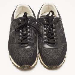 Pre Owned Louis Vuitton Black/Grey Damier Fabric and Leather Run Away Sneakers Size 42