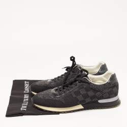 Pre Owned Louis Vuitton Black/Grey Damier Fabric and Leather Run Away Sneakers Size 42