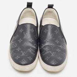 Louis Vuitton Black/Grey Monogram Canvas and Leather Slip On Sneakers Size 42.5
