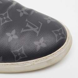 Louis Vuitton Black/Grey Monogram Canvas and Leather Slip On Sneakers Size 42.5