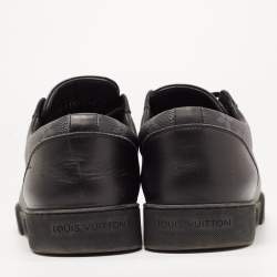 Louis Vuitton Black/Grey Leather and Monogram Coated Canvas Match Up Sneakers Size 42.5
