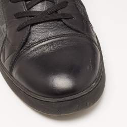 Louis Vuitton Black/Grey Leather and Monogram Coated Canvas Match Up Sneakers Size 42.5