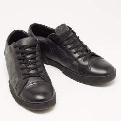 Louis Vuitton Black/Grey Leather and Monogram Coated Canvas Match Up Sneakers Size 42.5