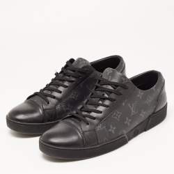 Louis Vuitton Black/Grey Leather and Monogram Coated Canvas Match Up Sneakers Size 42.5