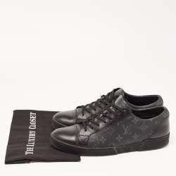 Louis Vuitton Black/Grey Leather and Monogram Coated Canvas Match Up Sneakers Size 42.5
