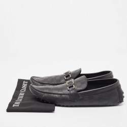 Pre Owned Louis Vuitton Black Damier Infini Leather Hockenheim Slip On Loafers Size 44.5