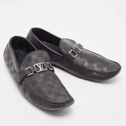 Pre Owned Louis Vuitton Black Damier Infini Leather Hockenheim Slip On Loafers Size 44.5