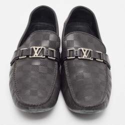 Pre Owned Louis Vuitton Black Damier Infini Leather Hockenheim Slip On Loafers Size 44.5