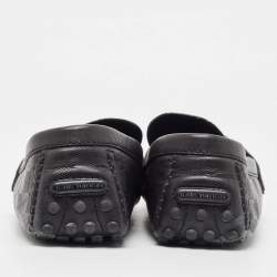Pre Owned Louis Vuitton Black Damier Infini Leather Hockenheim Slip On Loafers Size 44.5