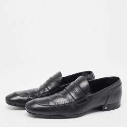 Louis Vuitton Black Leather Slip On Loafers Size 43