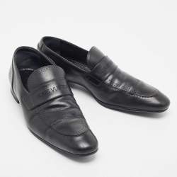 Louis Vuitton Black Leather Slip On Loafers Size 43