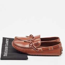 Pre Owned Louis Vuitton Brown Leather Arizona Loafers Size 42.5