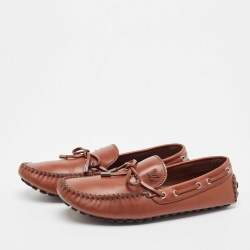 Pre Owned Louis Vuitton Brown Leather Arizona Loafers Size 42.5