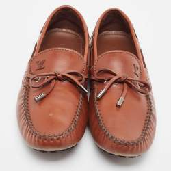 Pre Owned Louis Vuitton Brown Leather Arizona Loafers Size 42.5