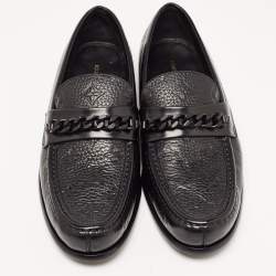 Louis Vuitton Black Leather Slip On Loafers Size 40.5