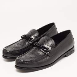 Louis Vuitton Black Leather Slip On Loafers Size 40.5