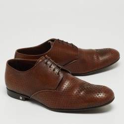 Louis Vuitton Brown Perforated Leather Lace Up Derby Size 40