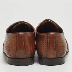 Louis Vuitton Brown Perforated Leather Lace Up Derby Size 40