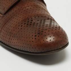 Louis Vuitton Brown Perforated Leather Lace Up Derby Size 40