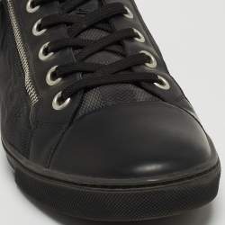 Louis Vuitton Black Leather and Damier Fabric Challenge Zip Up Sneakers Size 43