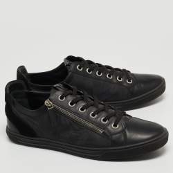 Louis Vuitton Black Leather and Damier Fabric Challenge Zip Up Sneakers Size 43