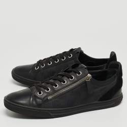 Louis Vuitton Black Leather and Damier Fabric Challenge Zip Up Sneakers Size 43