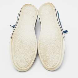 مملوكة مسبقًا Louis Vuitton Blue Damier Embossed Leather Challenge Zip Up Sneakers Size 41.5