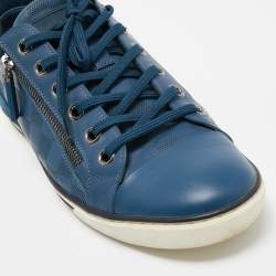 مملوكة مسبقًا Louis Vuitton Blue Damier Embossed Leather Challenge Zip Up Sneakers Size 41.5