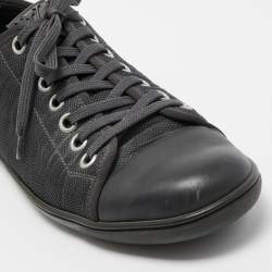Louis Vuitton Black Leather and Damier Ebene Neoprene Low Top Sneakers Size 42