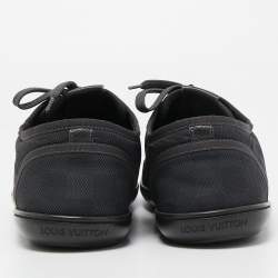 Louis Vuitton Black Leather and Damier Ebene Neoprene Low Top Sneakers Size 42