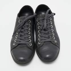 Louis Vuitton Black Leather and Damier Ebene Neoprene Low Top Sneakers Size 42
