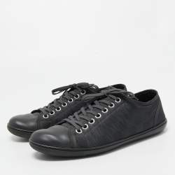 Louis Vuitton Black Leather and Damier Ebene Neoprene Low Top Sneakers Size 42