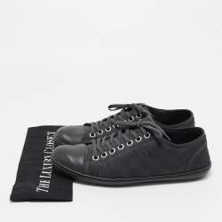 Louis Vuitton Black Leather and Damier Ebene Neoprene Low Top Sneakers Size 42