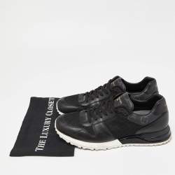 Pre Owned Louis Vuitton Black Leather and Mesh Run Away Sneakers Size 41.5
