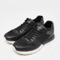 Pre Owned Louis Vuitton Black Leather and Mesh Run Away Sneakers Size 41.5