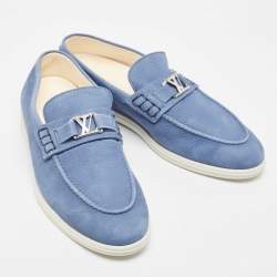 Louis Vuitton Blue Nubuck Leather Estate Loafers Size 42