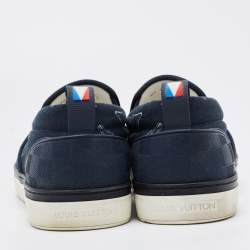 Louis Vuitton Navy Blue Canvas Victory Boats Slip On Sneakers Size 43.5 