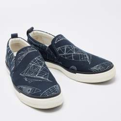 Louis Vuitton Navy Blue Canvas Victory Boats Slip On Sneakers Size 43.5 