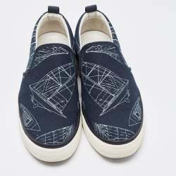 Louis Vuitton Navy Blue Canvas Victory Boats Slip On Sneakers Size 43.5 