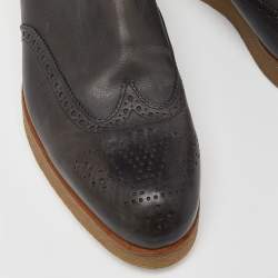 Pre Owned Louis Vuitton Grey Brogue Leather Chelsea Boots Size 42.5