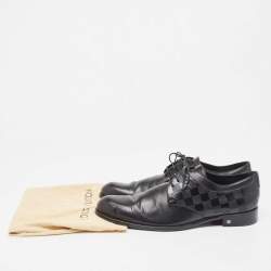 Louis Vuitton Black Damier Embossed Leather Lace Up Oxford Size 43