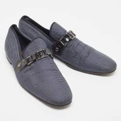 مملوكة مسبقًا Louis Vuitton Navy Blue/White Canvas Hockenheim Loafers Size 43.5 