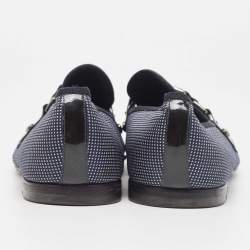 مملوكة مسبقًا Louis Vuitton Navy Blue/White Canvas Hockenheim Loafers Size 43.5 