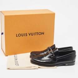 Pre Owned Louis Vuitton Black Leather Hockenheim Loafers Size 41.5