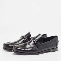 Pre Owned Louis Vuitton Black Leather Hockenheim Loafers Size 41.5